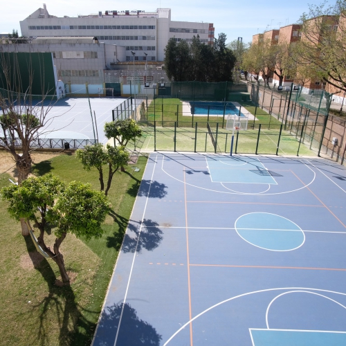 Pistas polideportivas más zonas ajardinadas