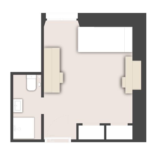 Habitación doble. Aseo y litera
